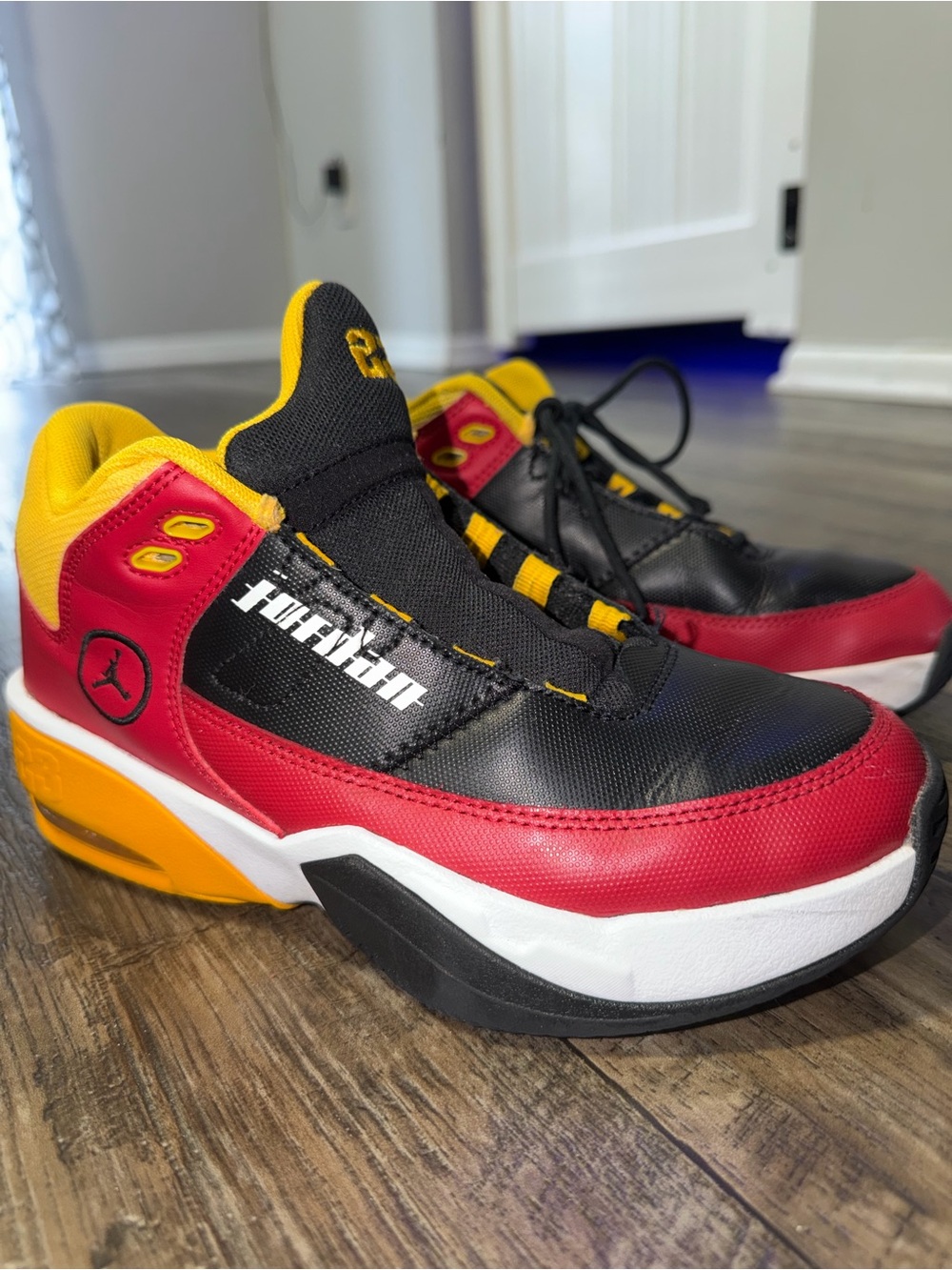 Jordan Kids Black, Red & Yellow Low-Top Sneakers